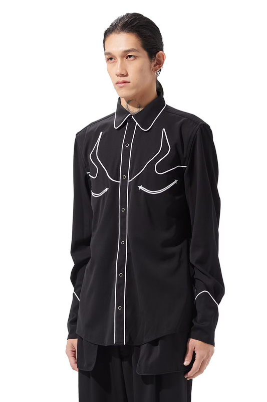 KOZABURO_SLIM WESTERN SHIRTS (Black)