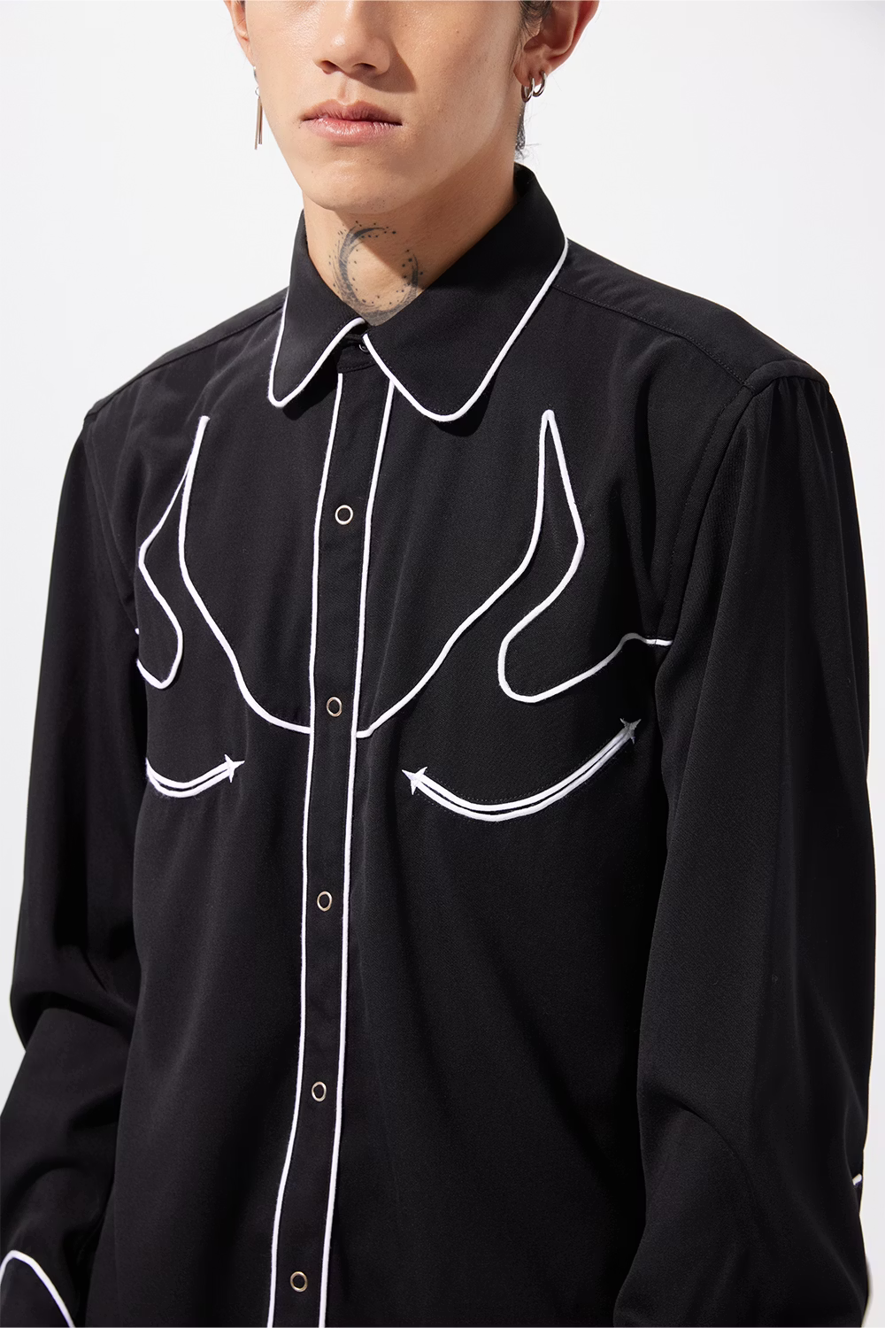 KOZABURO_SLIM WESTERN SHIRTS (Black)