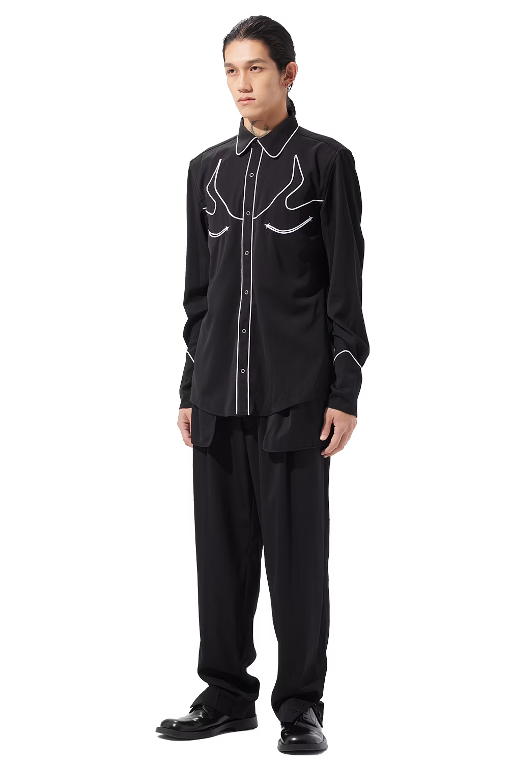 KOZABURO_SLIM WESTERN SHIRTS (Black)
