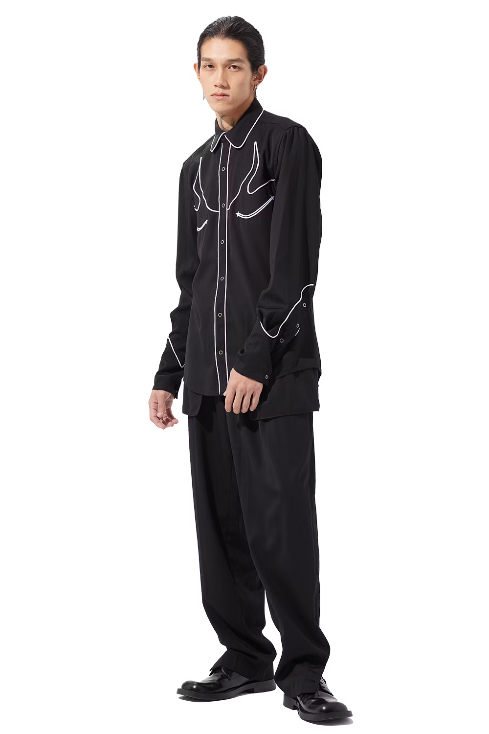 KOZABURO_SLIM WESTERN SHIRTS (Black)