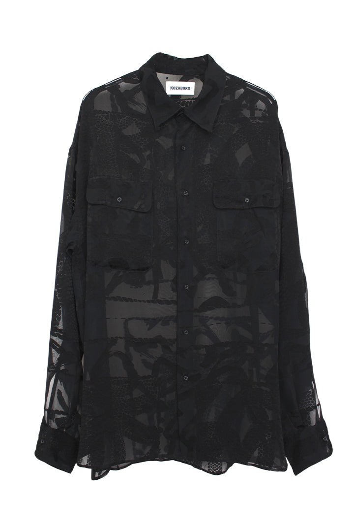 KOZABURO_OPAL BOXY FIT FLAP POCKET SHIRT (Black)