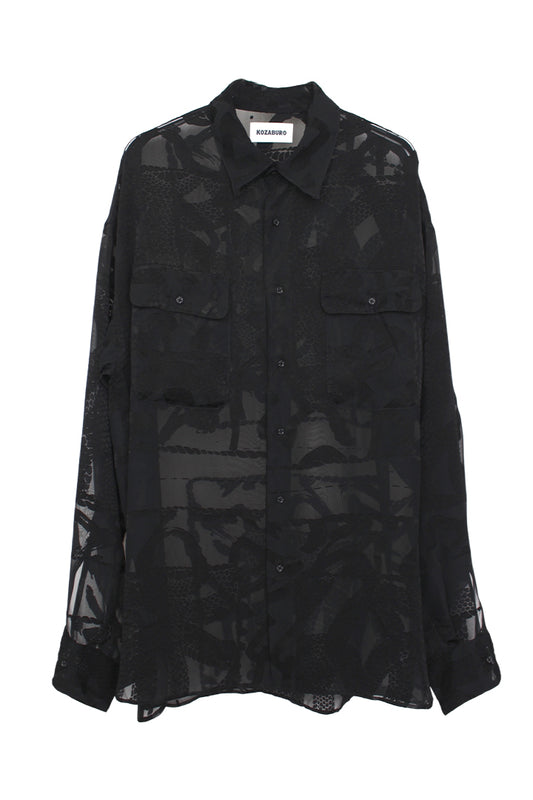 KOZABURO_OPAL BOXY FIT FLAP POCKET SHIRT (Black)