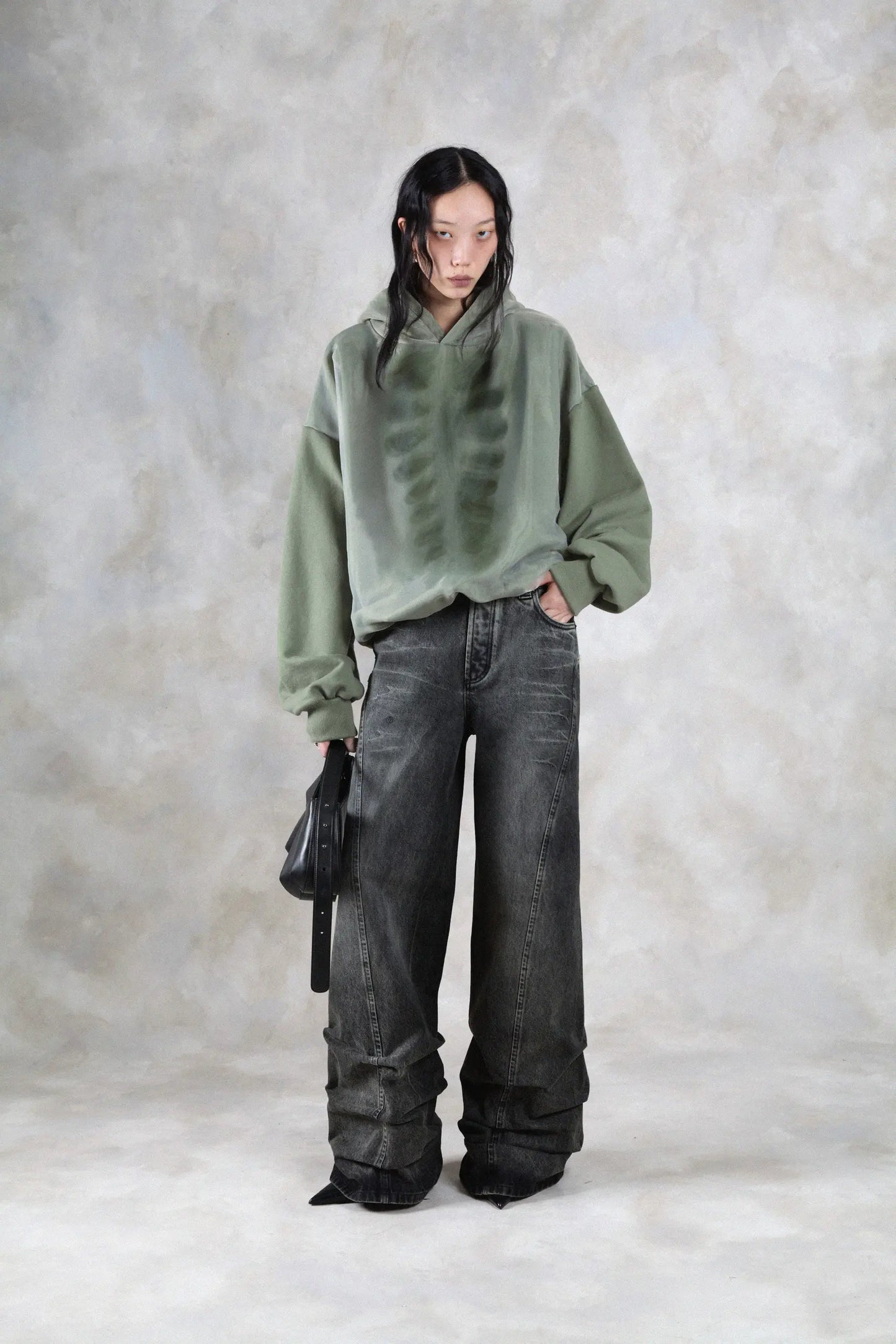 AVAVAV_X-RAY ORGANZA HOODIE (Green)