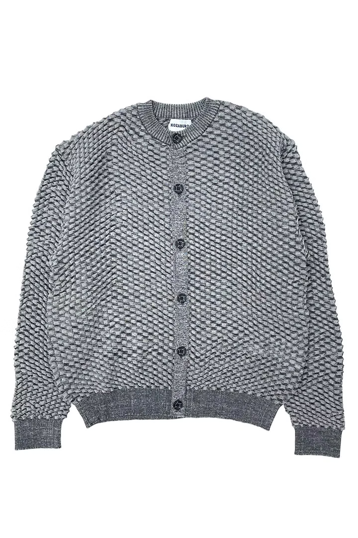 KOZABURO_HONEYCOMB KNIT CARDIGAN (Charcoal)