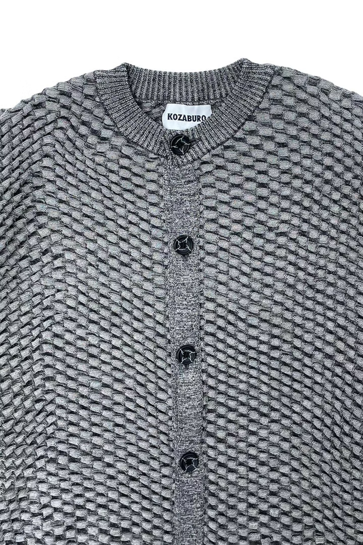 KOZABURO_HONEYCOMB KNIT CARDIGAN (Charcoal)