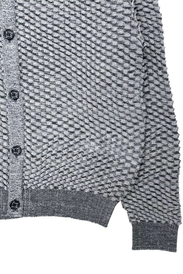 KOZABURO_HONEYCOMB KNIT CARDIGAN (Charcoal)