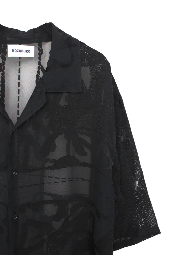KOZABURO_OPAL SHORT SLEEVE OVERSIZE CAMP COLLAR SHIRT (Black)