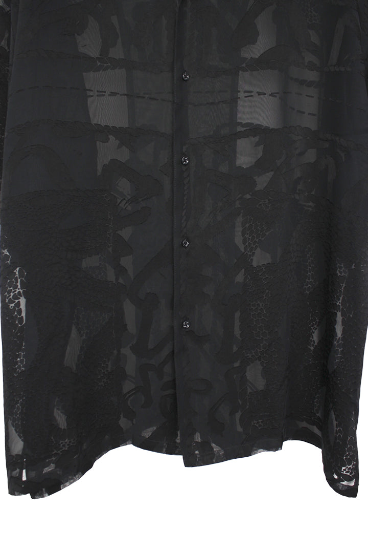 KOZABURO_OPAL SHORT SLEEVE OVERSIZE CAMP COLLAR SHIRT (Black)