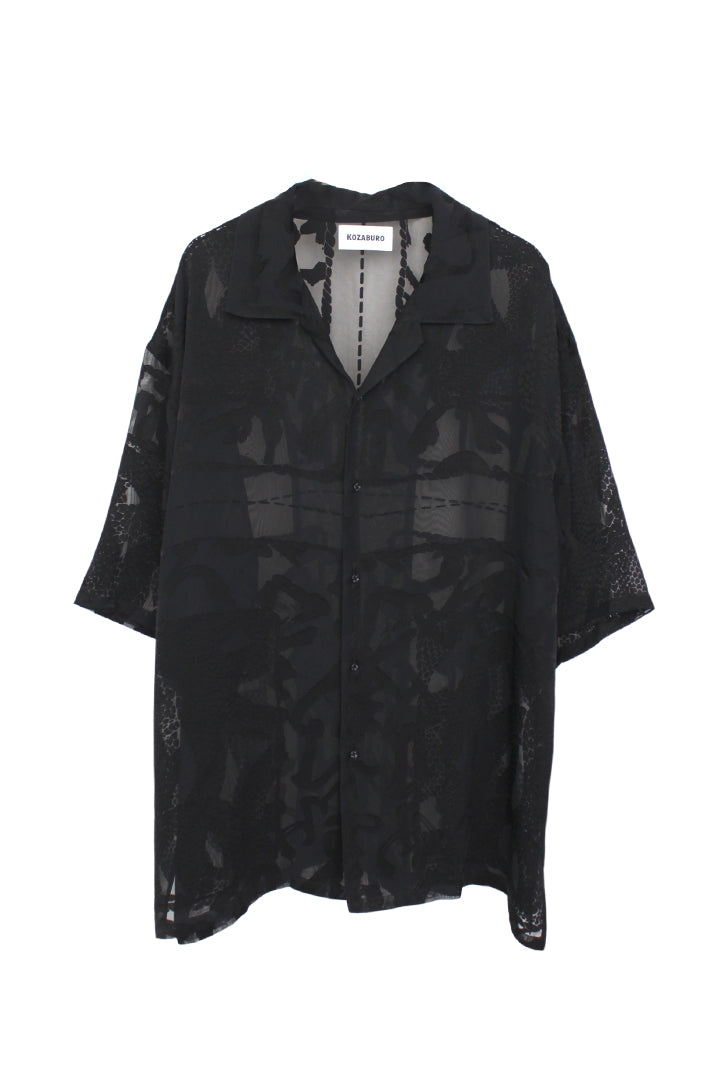 KOZABURO_OPAL SHORT SLEEVE OVERSIZE CAMP COLLAR SHIRT (Black)