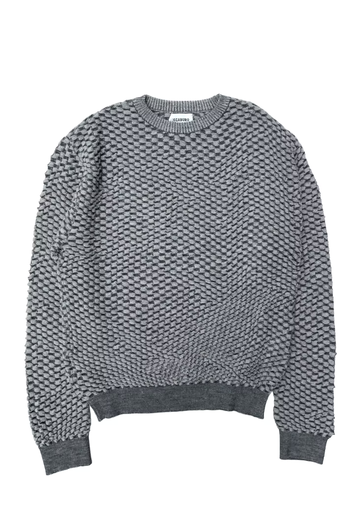 KOZABURO_HONEYCOMB KNIT SWEATER (Charcoal)