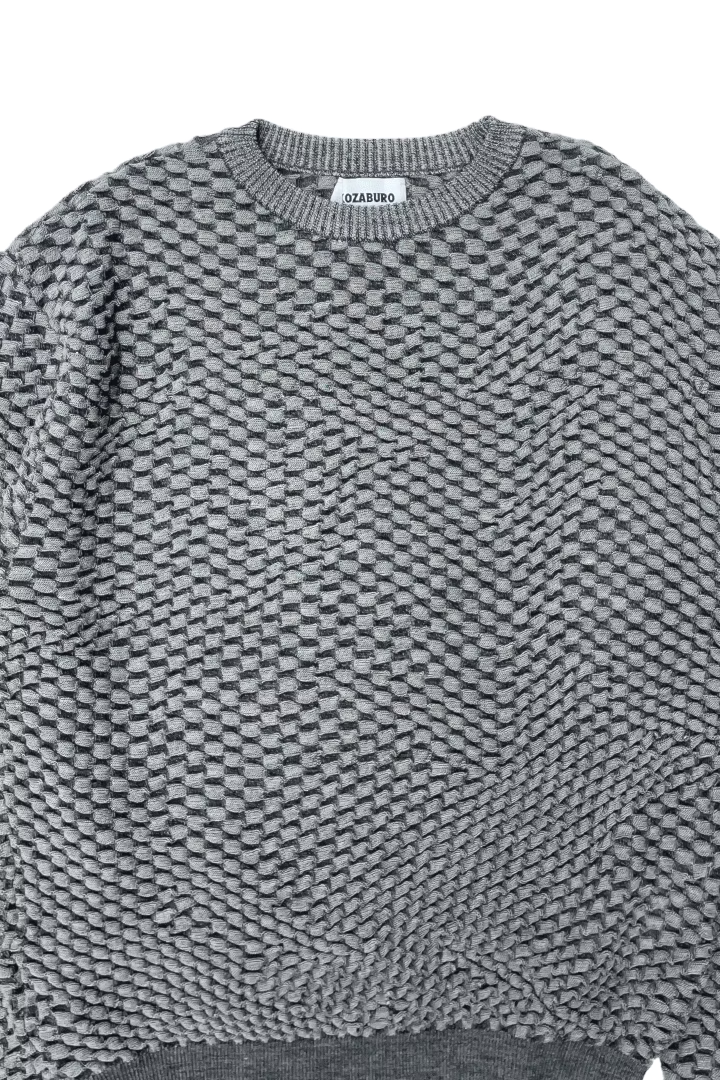 KOZABURO_HONEYCOMB KNIT SWEATER (Charcoal)