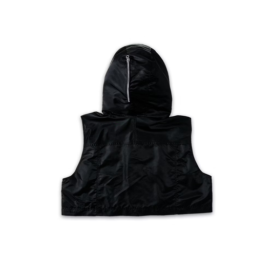W Song_SHORT SLEEVELESS DOUBLE- HOOD JACKET (Black)