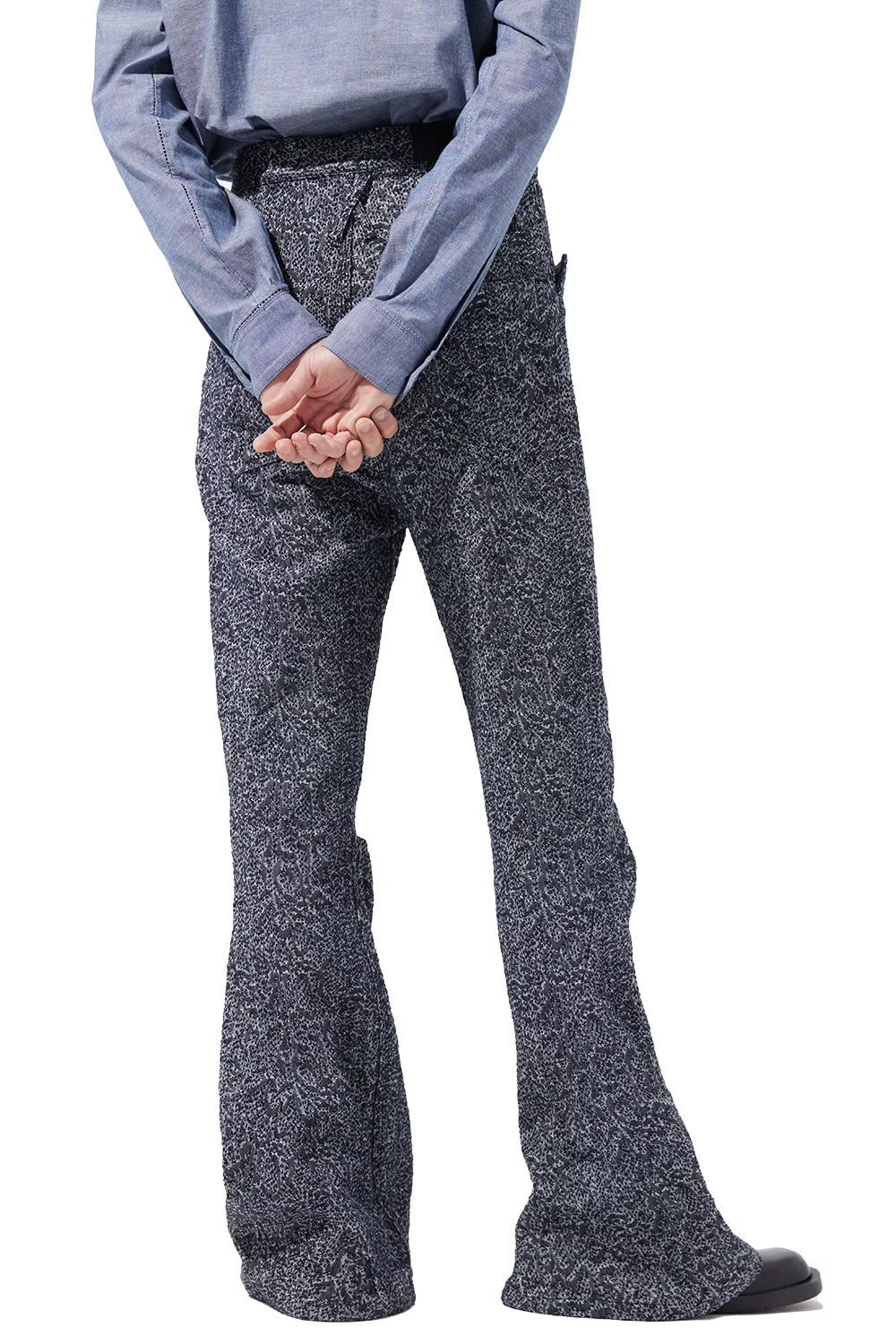 KOZABURO_LONG 3D BOOTS CUT JEANS-SNAKE SASHIKO (Navy)