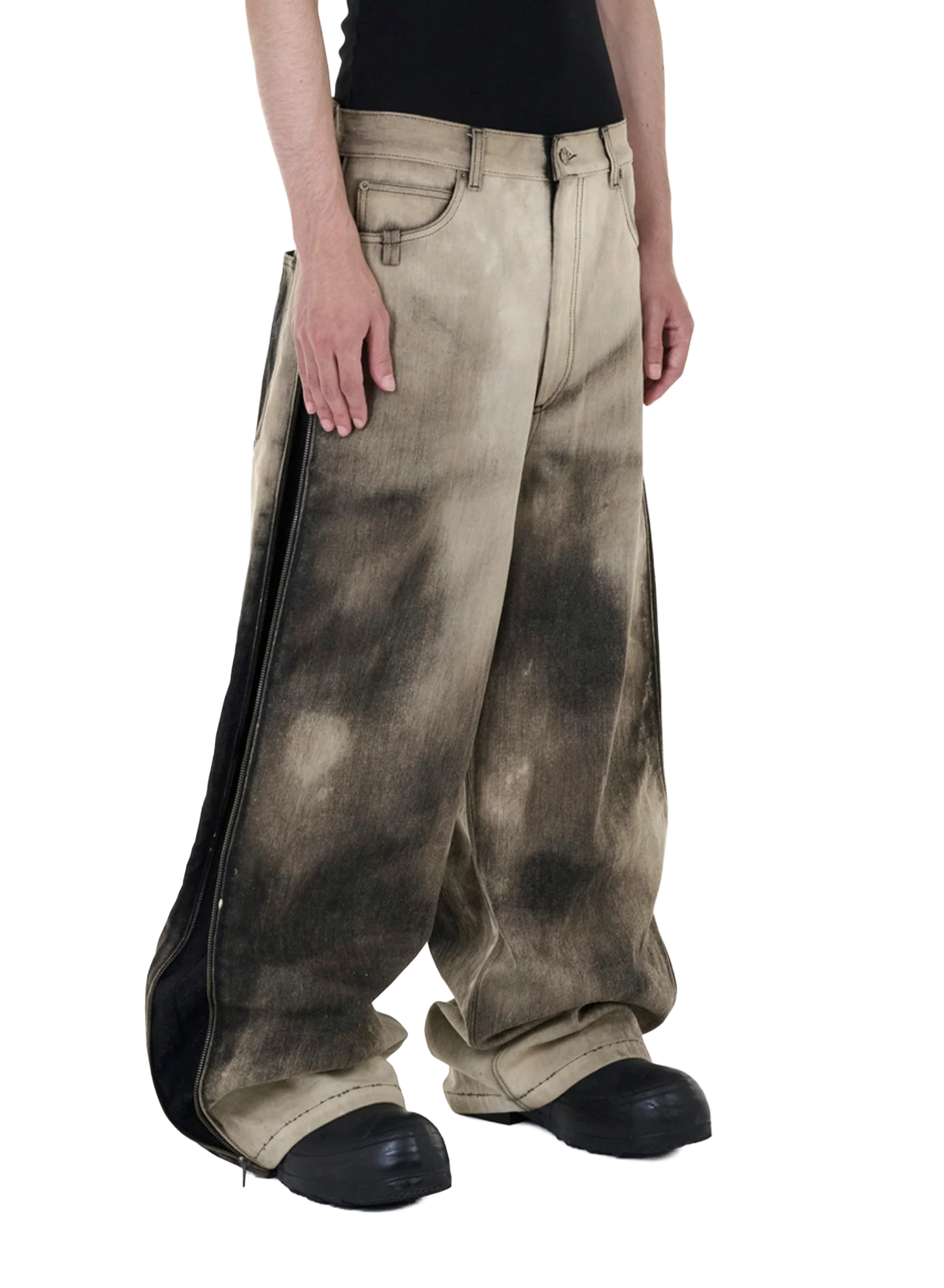 LU'U DAN_SIDE ZIP JEANS (Washed Denim)