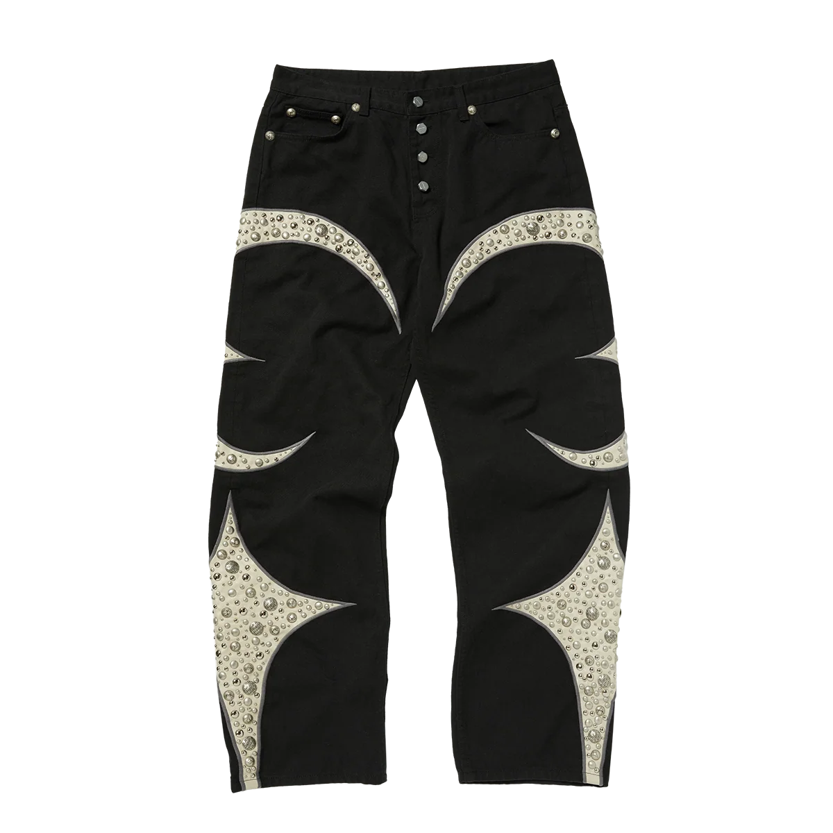 Thug Club_Iron Steel Focus Leather Denim Pants (Black)