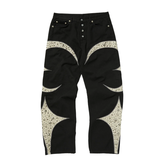Thug Club_Iron Steel Focus Leather Denim Pants (Black)