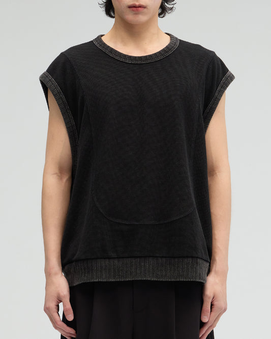 VACANT_Washed Waffle Vest (Black)