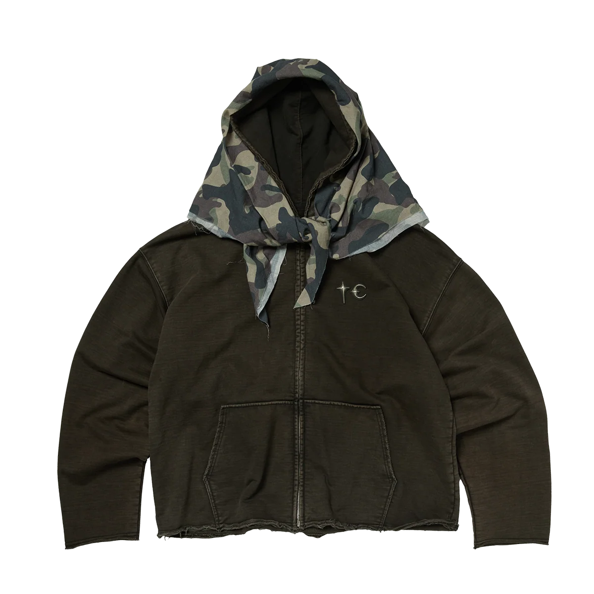 Thug Club_Creed Scarf Hooded Zip-Up Hoodie (Black)