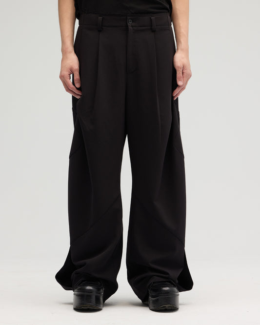 VACANT_Wide Spliced Pants (Black)