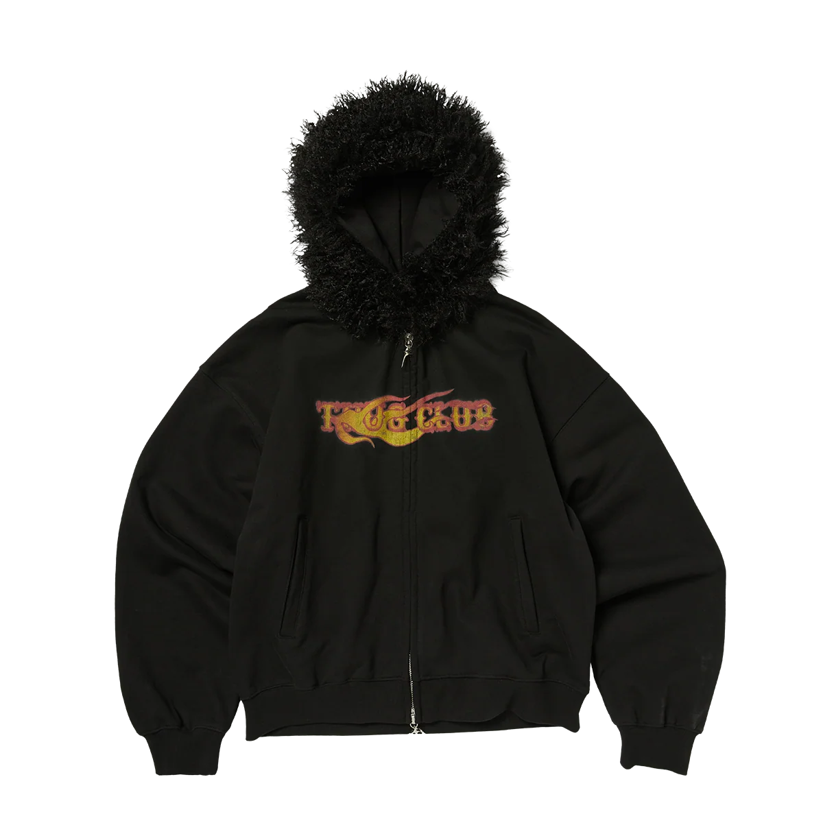 Thug Club_TC Two Face Fur Hooded Zip-Up (Black)