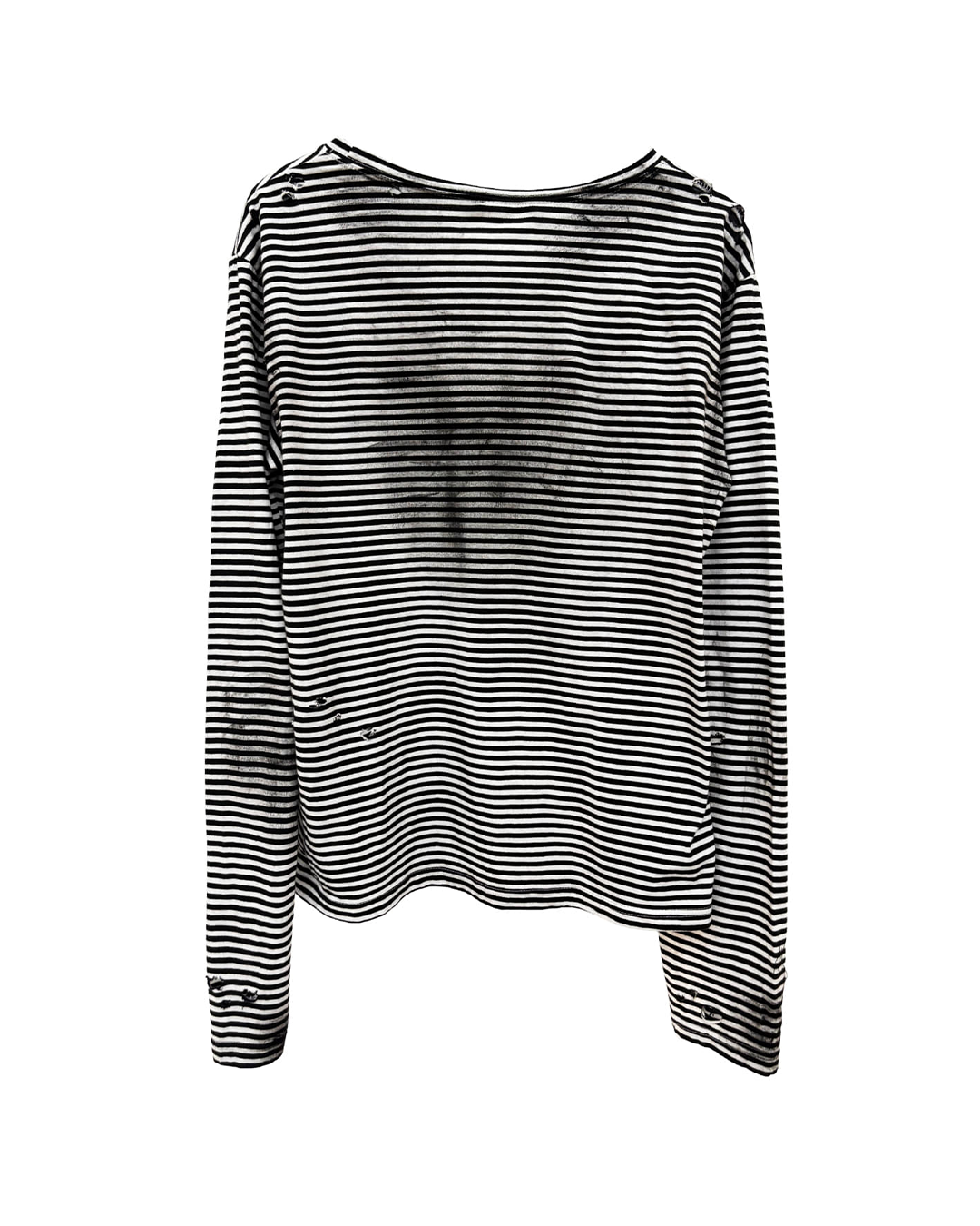 Sunday Off Club_Dirty Striped Long Sleeve T-shirt (Black/White)