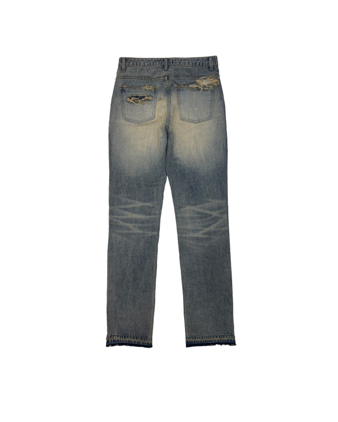 Sunday Off Club_Painted Repaired Slim Straght Jeans (Blue)