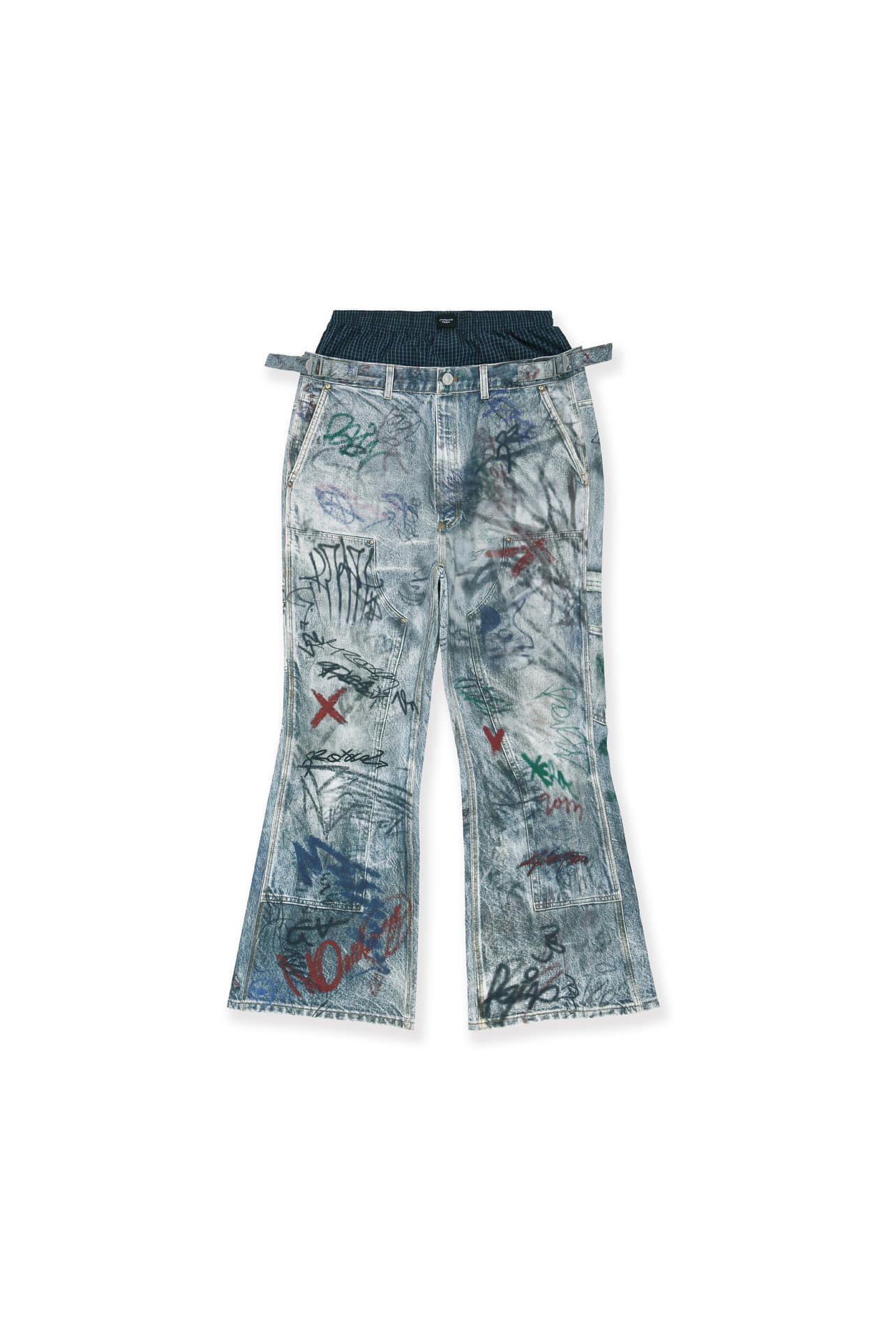 Protocol Index_Graffiti Trompe-l'œil Layered Pants (Blue)