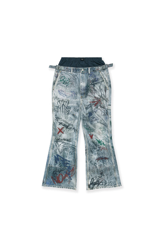 Protocol Index_Graffiti Trompe-l'œil Layered Pants (Blue)