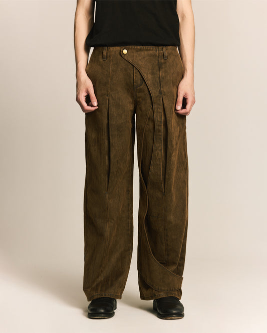 Shalou_SPIRAL BRUSHED PANTS (Brown)