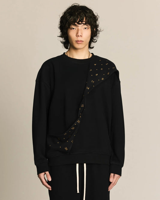 Shalou_Table Mark Embroidery Sweatshirt (Navy)