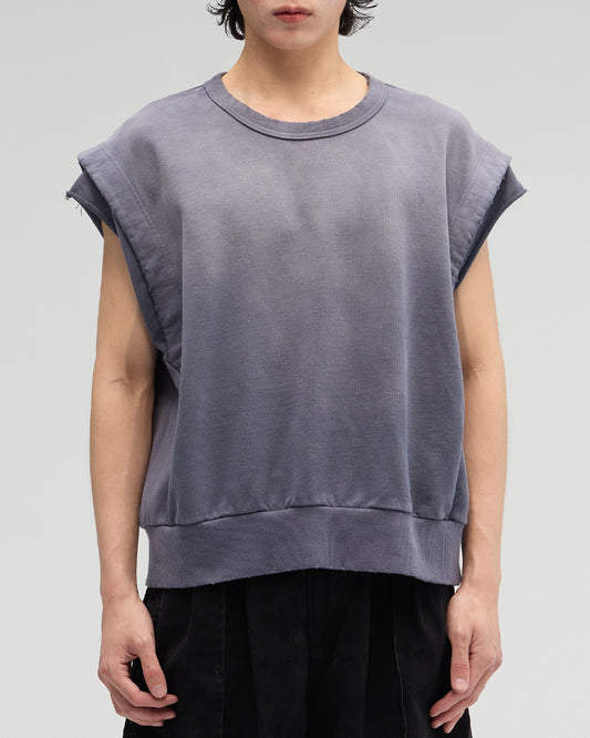 VACANT_Washed No-Sleeve Sweatshirt (Navy)