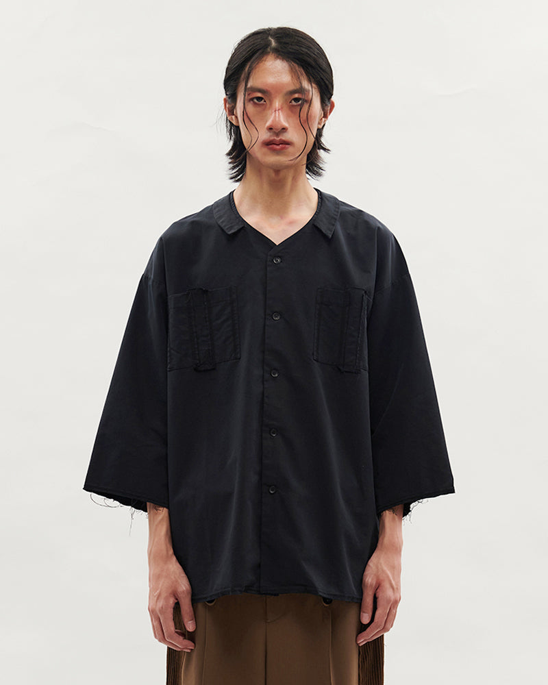 VACANT_Round Collar Shirt (Black)