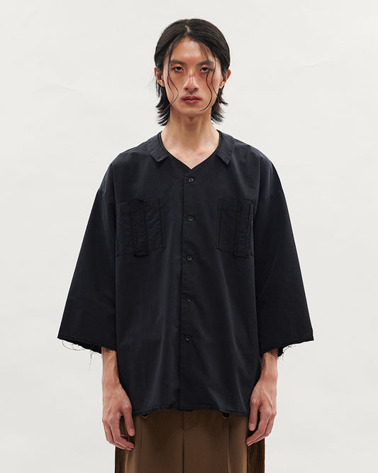 VACANT_Round Collar Shirt (Black)