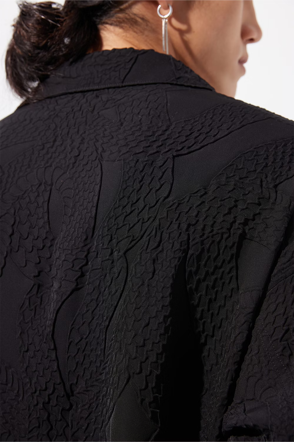 KOZABURO_EMBOSSING CAMP COLLAR LS SHIRTS (Black)