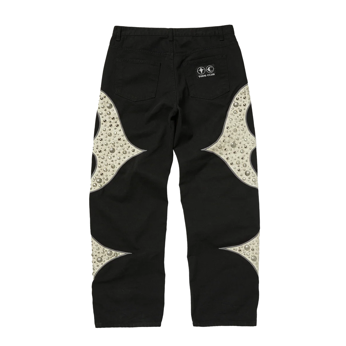 Thug Club_Iron Steel Focus Leather Denim Pants (Black)