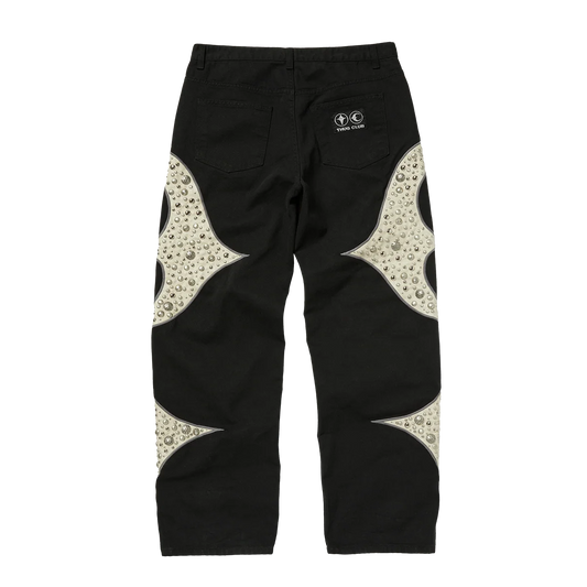 Thug Club_Iron Steel Focus Leather Denim Pants (Black)