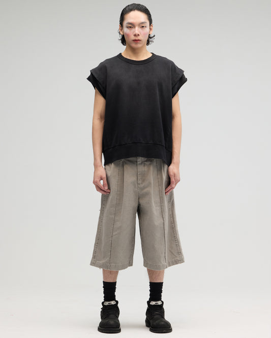 VACANT_Washed No-Sleeve Sweatshirt (Black)