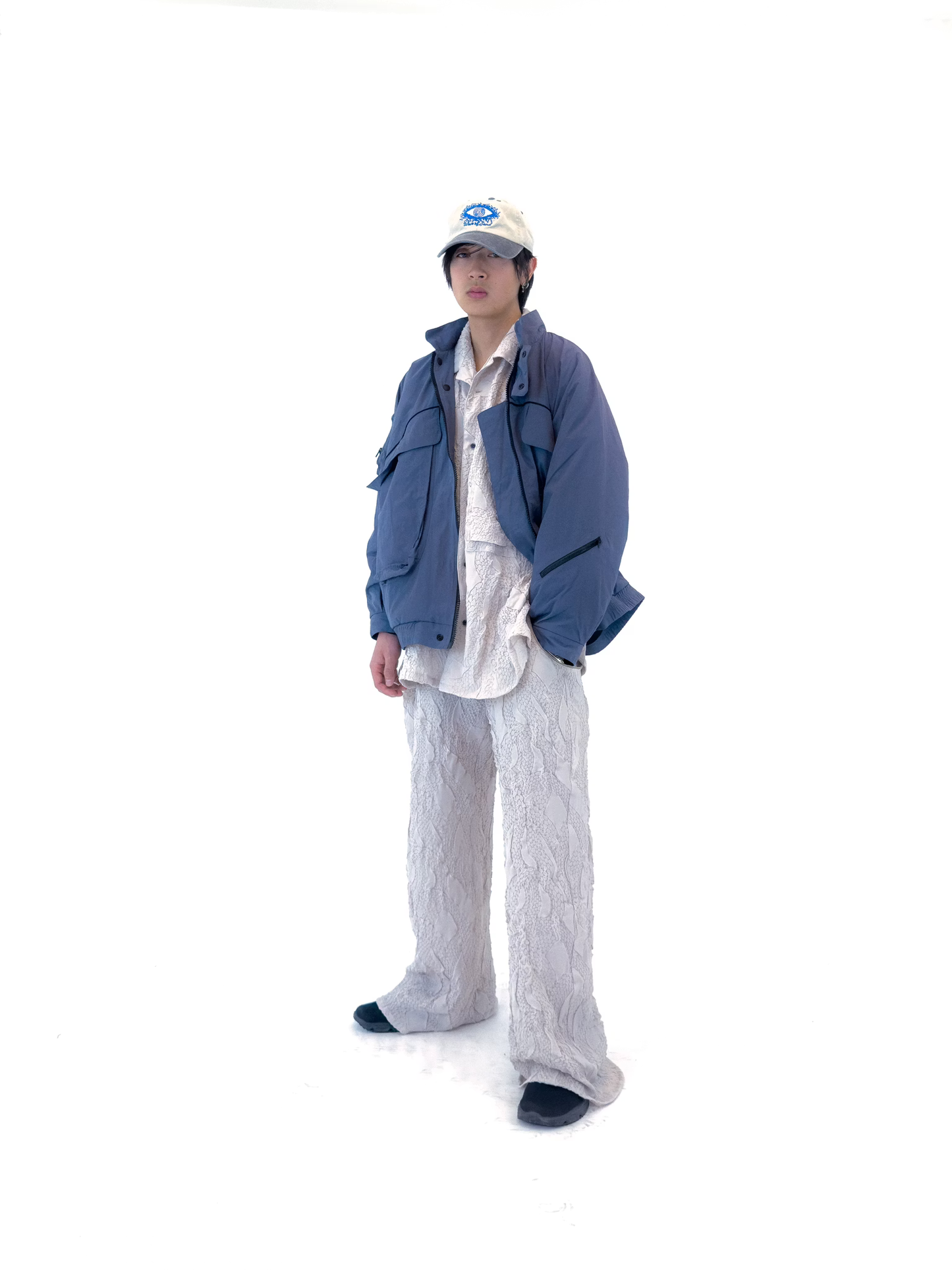 KOZABURO_KOZY PANTS - EMBOSSING TWILL (Light Grey)