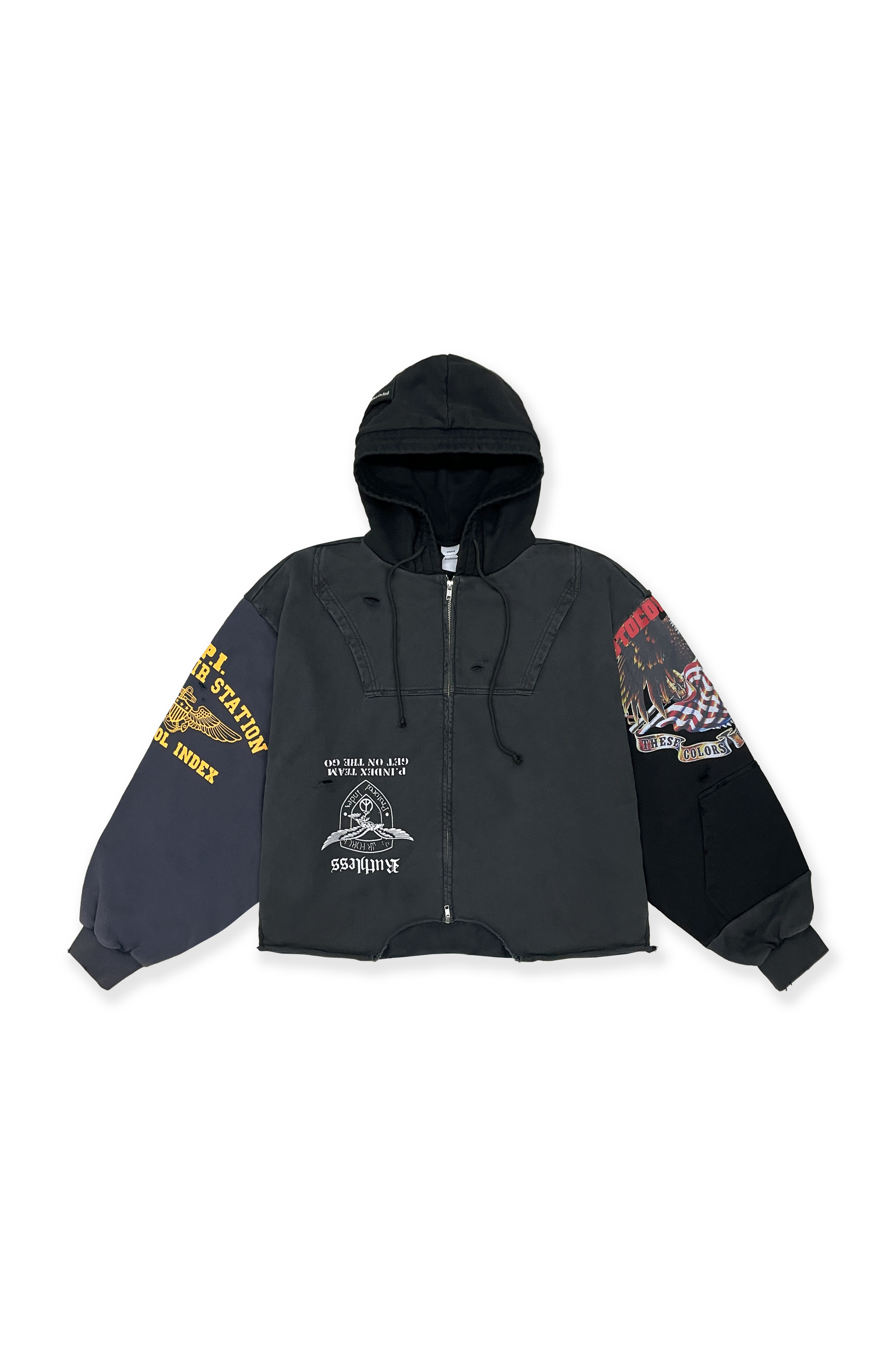 Protocol Index_UPSIDE DOWN ZIP HOODIE (Multi Black) – TOBIRA STORE