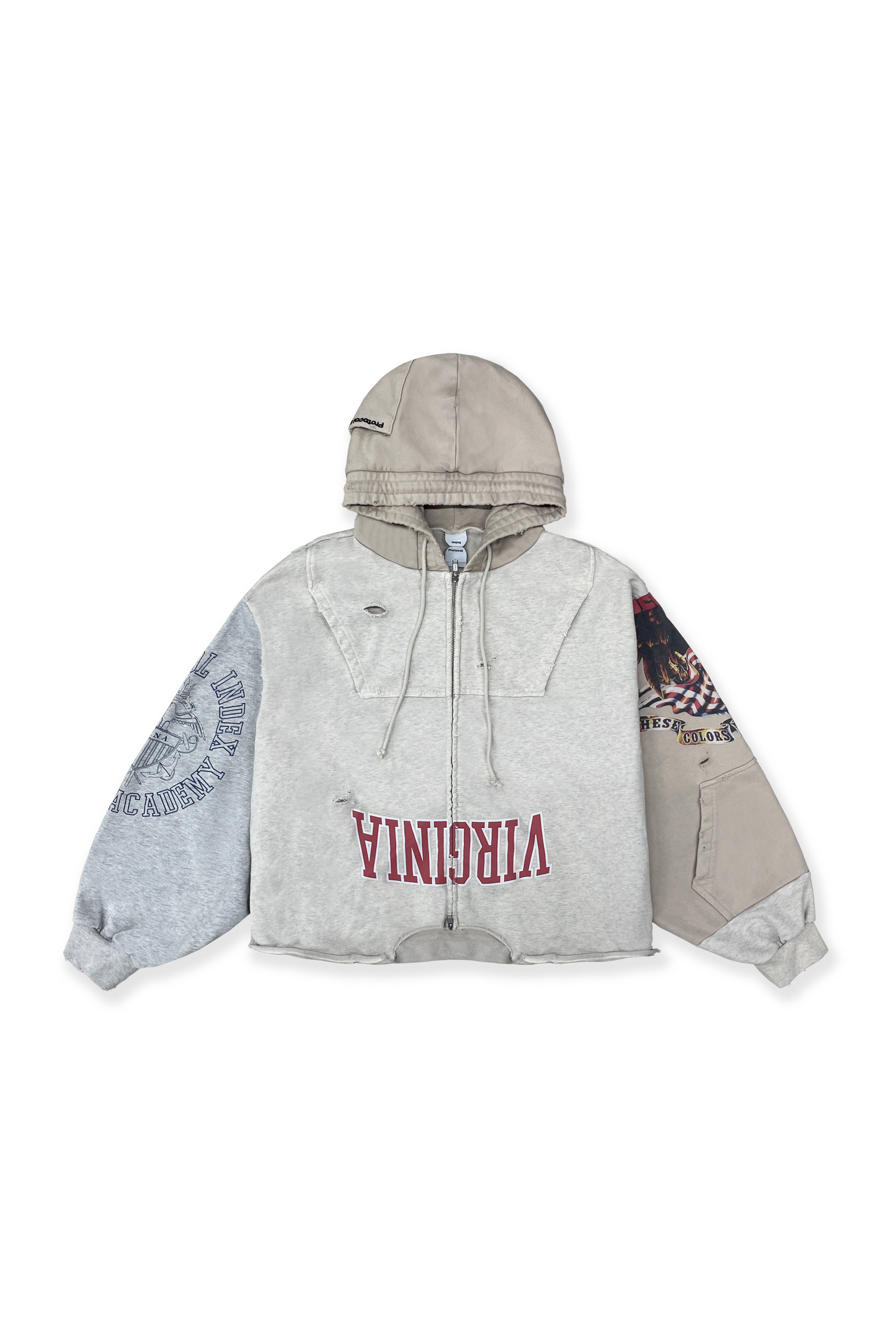 Protocol Index_UPSIDE DOWN ZIP HOODIE (Multi Ivory)