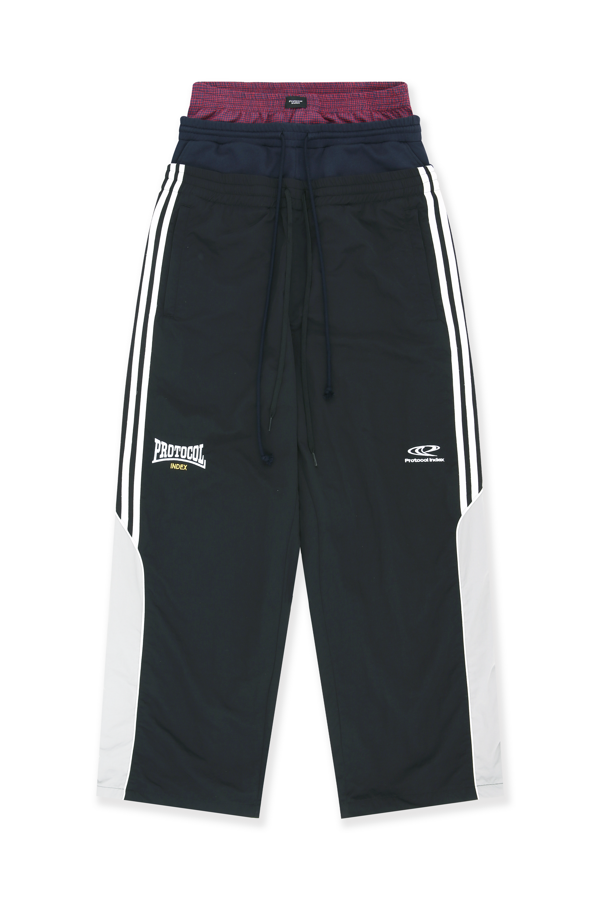 パンツ protocol index 3 layered track pants Protocol Index_3 LAYERED TRACK PANTS (Black) – TOBIRA STORE
