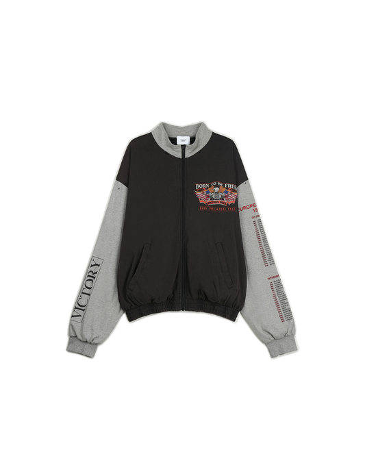 Protocol Index_Color-blocked Jersey Zip-up (Black)