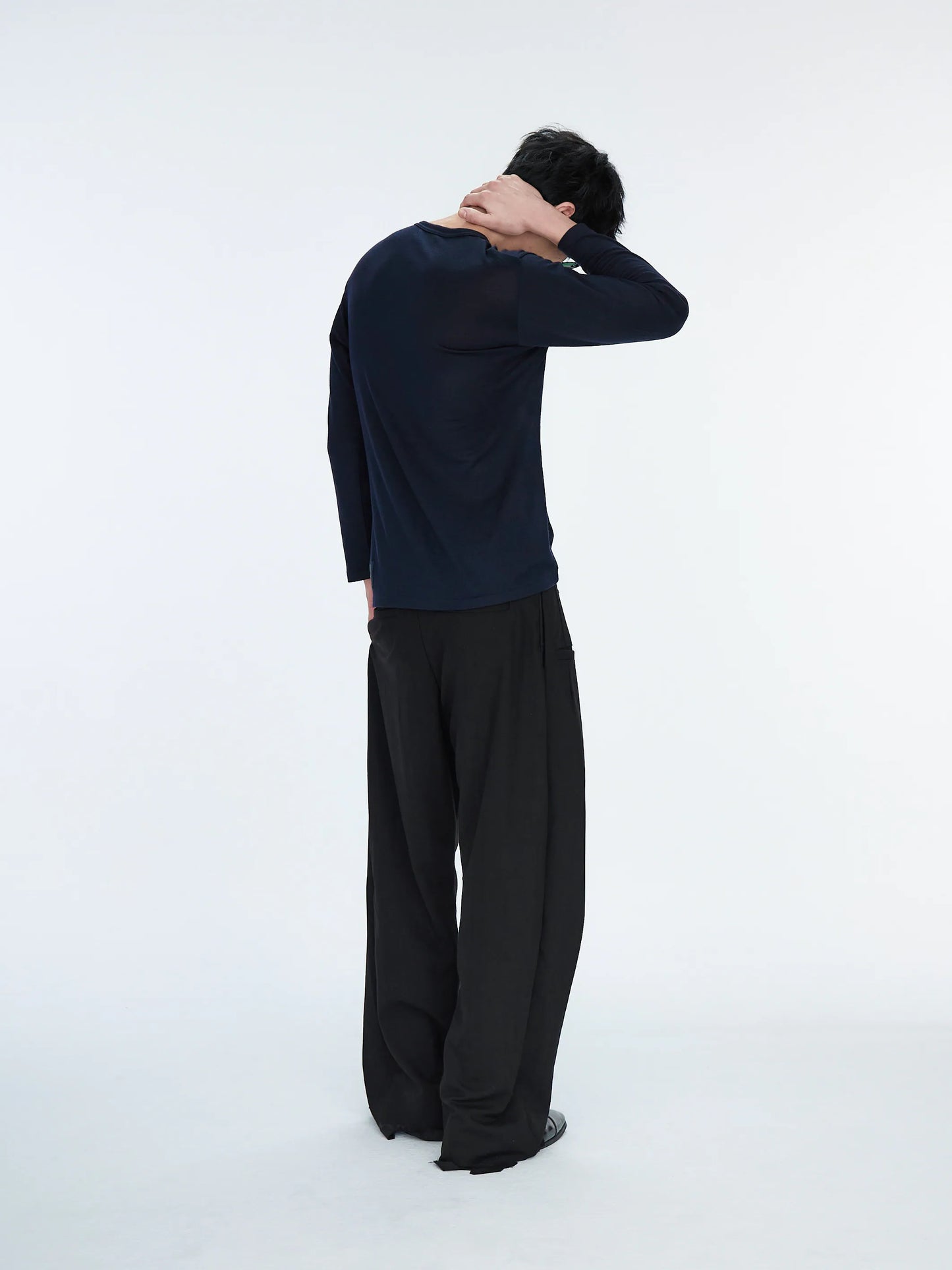 pip workspace_Frayed-hem Pleated Pant (Black)