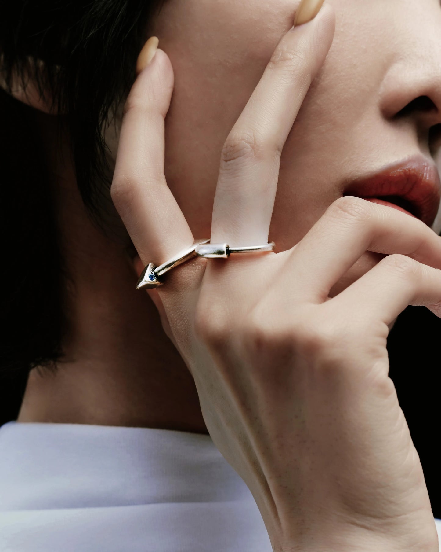RECOVERY_POLYGONAL COLORED RING (Antique Silver)