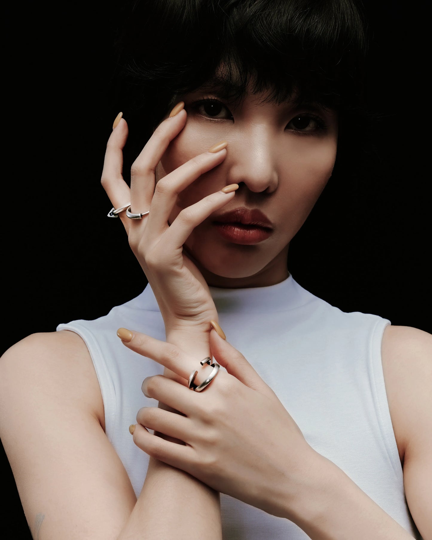 RECOVERY_SINGLE LOOP COLOR-FILLED RING (Antique Silver)