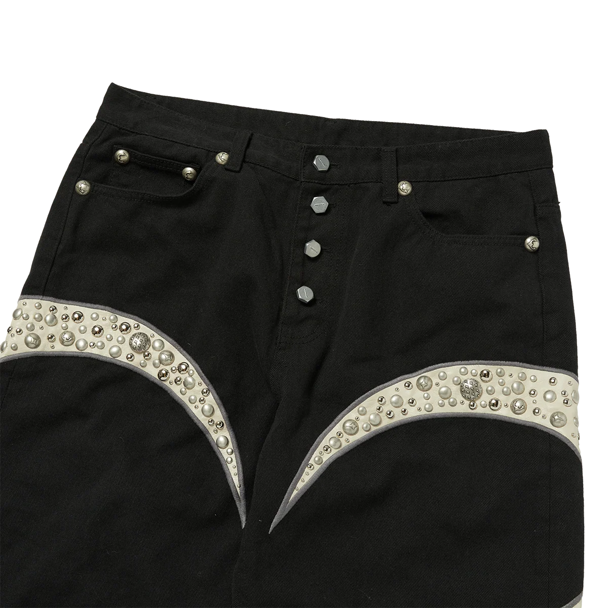 Thug Club_Iron Steel Focus Leather Denim Pants (Black)