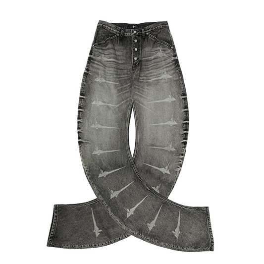 Thug Club_TC Laser Washed Parkour Denim Pants (Black)