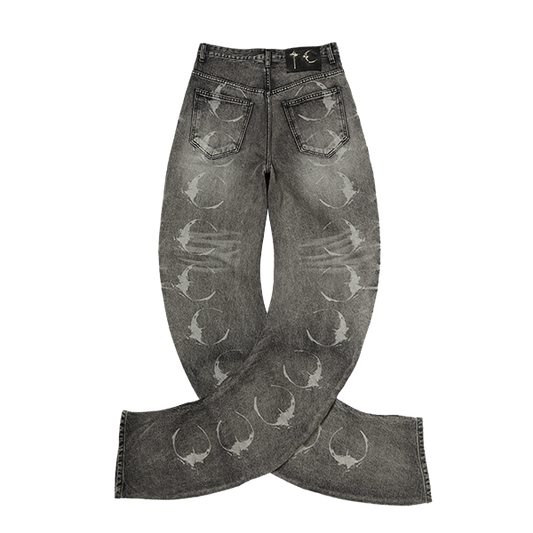 Thug Club_TC Laser Washed Parkour Denim Pants (Black)