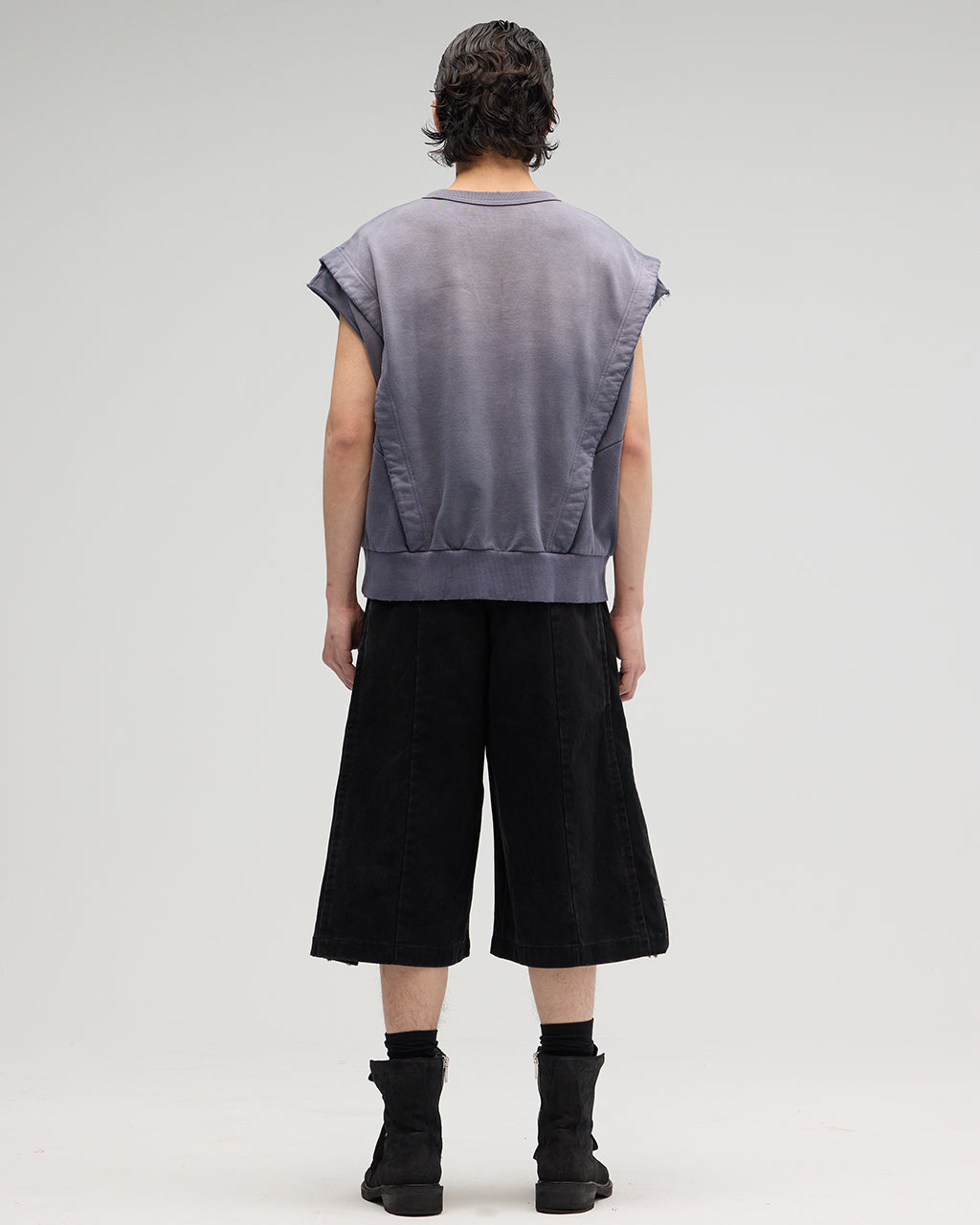 VACANT_Washed No-Sleeve Sweatshirt (Navy)