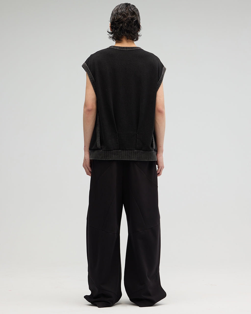 VACANT_Washed Waffle Vest (Black)